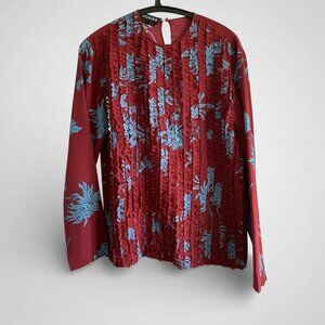 Rochas silk print top, Size 40